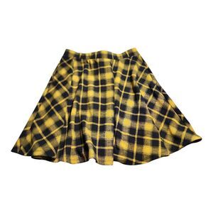 Midnight Hour Yellow Black Plaid Skater Mini Skirt Women Sz Large Goth Emo Punk